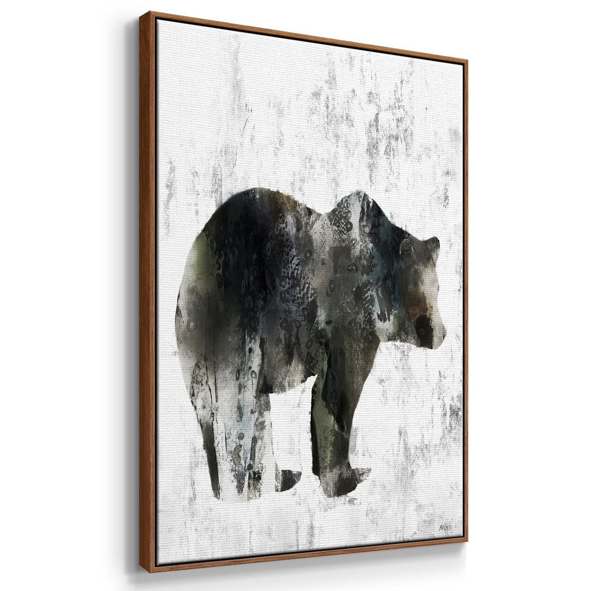 Bear Totem Framed Premium Gallery Wrapped Canvas - Ready to Hang - 17 x 25 - Walnut Floating Frame