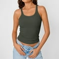 thumbnail image 5 of HongQid Women's Scoop Neck Spaghetti Strap Tank Top Ribbed Sleeveless Slim Fit Camisole Summer Casual Outfits, 5 of 7