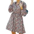 thumbnail image 1 of Femmes Manches Longues Bouton de Robe vers le Bas Imprimé Floral Robes d'Automne, 1 of 7