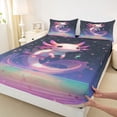 thumbnail image 4 of Erosebridal Boys Girls Kawaii Pink Axolotl Queen Sheet Sets 4 Pieces,Cartoon Stars Print Bed Set For Kids, 4 of 5