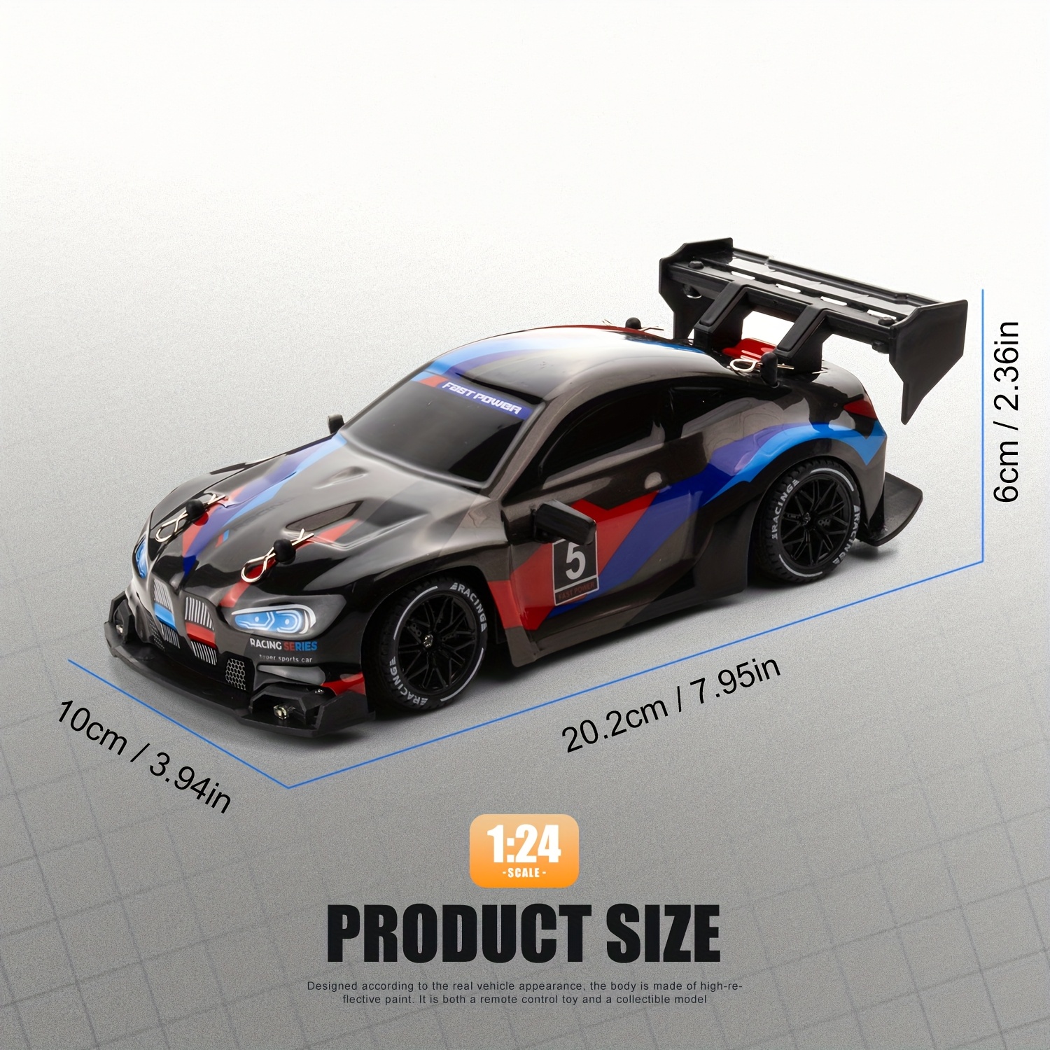 ATJIA 1:24 Scale 4WD Remote Control Cars Vehicle RC Drift Car 2.4GHz 30KM/H High Speed Racing Sport Toy Cars with LED Lights