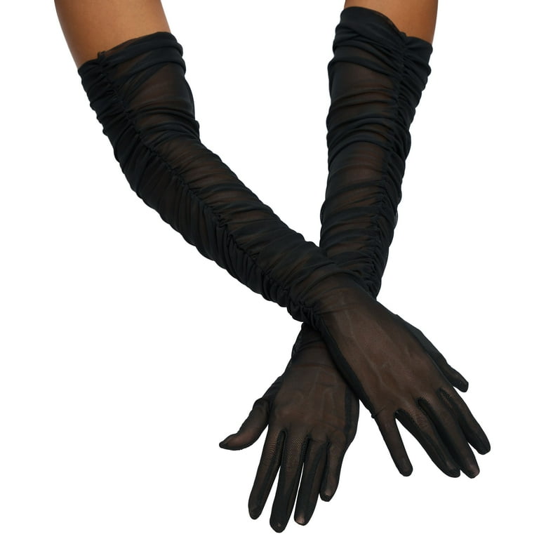Syncfun Halloween Black Mesh Long Gloves for Adult Women Black Sheer Long Opera Gloves for Women Halloween Costume Dance Party Dress Up One Size Fits All Walmart