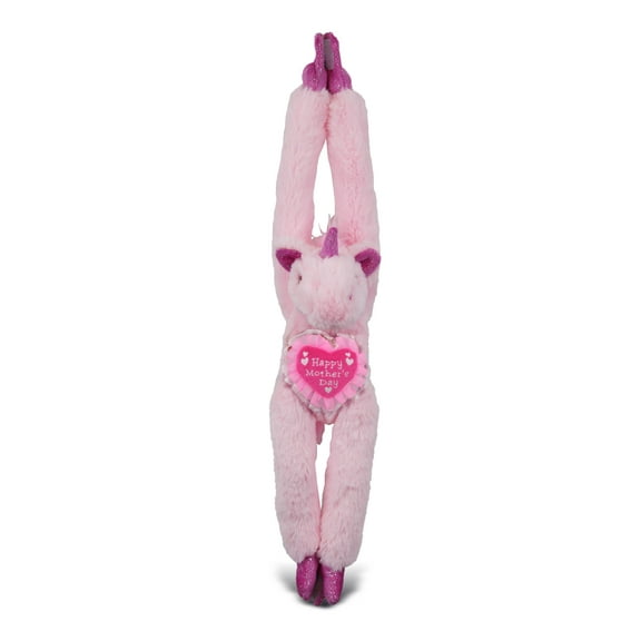 DolliBu Happy Mother's Day Super Soft Plush Hanging Unicorn - Cute Stuffed Animal Present With Pink Heart Message for Best Mommy, Grandma, Wife, Daughter - Cute Wild Life Plush Toy Gift - 21 Inch