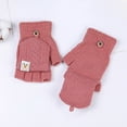 thumbnail image 5 of Skpblutn Women'S Glove Half Finger Student Writing Office Knitting Wool Fingerless Twist Flip Winter Warm Gloves Watermelon Red One Size, 5 of 6