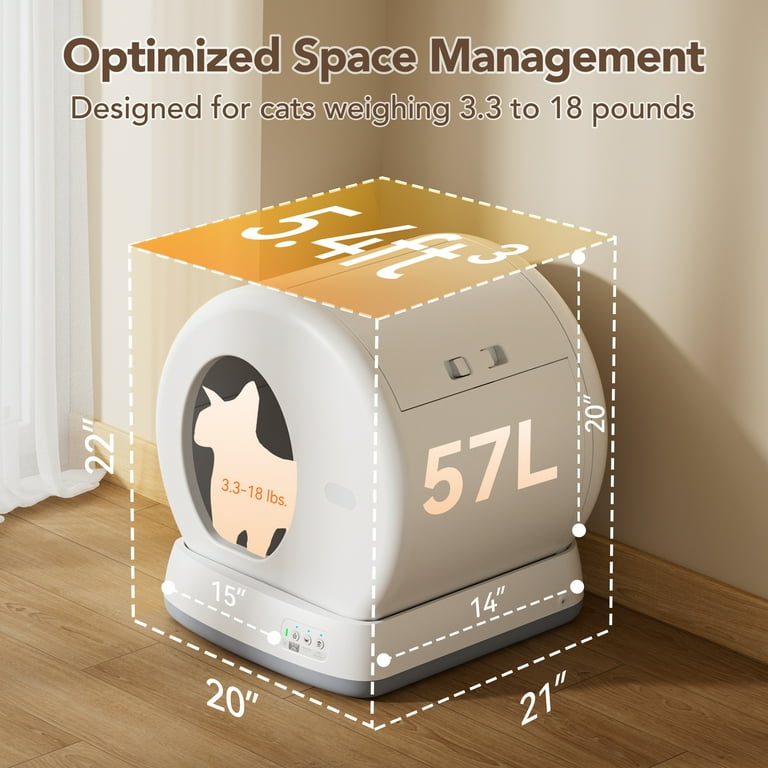 Osoeri Automatic Self-Cleaning Cat Litter Box, Large Space, APP Control,  Safety Sensors, Odor Control - Walmart.com