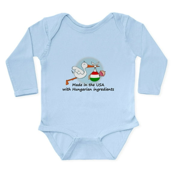 CafePress - Stork Baby Hungary USA Body Suit - Long Sleeve Cotton Baby Bodysuit