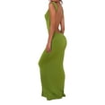 thumbnail image 6 of Biekopu Women Sling Long Bodycon Dress Solid Color Cowl Neck Sleeveless Backless Cocktail Dress Summer Party Club Dress, 6 of 8