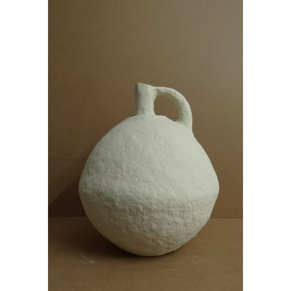 BIDK Home Paper Mache Tabletop Vase with Handle - 18" - White