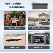 LZBEITEM 13x20 Ft Outdoor Heavy Duty Metal Carport with 4 Sidewalls & Galvanized Steel Roof for Cars, Boats, and Truck