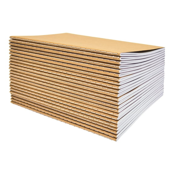 Better Office Products - Kraft notebook - sewn-bound - 140 x 211 mm - 30 sheets / 60 pages - white - plain - paper (pack of 24)