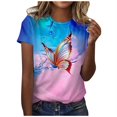 thumbnail image 1 of Blusa holgada de manga corta con cuello redondo y estampado a la moda para mujer Pompotops  hfajkhk130429, 1 of 6