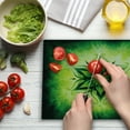 thumbnail image 3 of Lotus Cutting Board, Psychedelic Floral Mandala Digital Image, Decorative Tempered Glass Cutting and Serving Board, Large Size, Emerald Lime Green, by Ambesonne, 3 of 5
