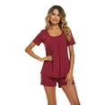 thumbnail image 1 of FJUCHAI Ensemble de Pyjama pour Femmes 2 Pcs Manches Courtes Boutonné Ensemble de Pyjama Deux Pièces avec Poches P-TTG, 1 of 8