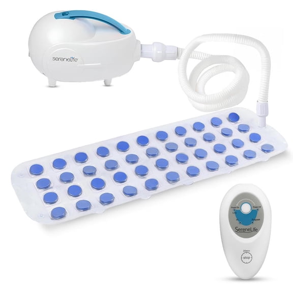 SereneLife Spa Bath Mat Full Body Bubble Massager 47” x 14.2”, Portable Bubble Bath Spa with Air Jets, Remote Control, Non-Slip Adjustable Mat & Aroma Clip for Essential Oils