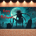 thumbnail image 4 of Creepy Cartoon Design Halloween Banner Spooky Graveyard Scene Decorative Elements for Halloween Party Scary Event Haunted House, 4 of 9