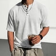 thumbnail image 5 of Mens Waffle Knit Short Sleeve Henley, Lightweight Athletic Fit Tee, Breathable Casual Wear for Summer & Gym, M, 5 of 5