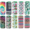 thumbnail image 1 of 10 Pack Slim Bendable Neoprene Cooling Sleeves for Beer Cans and Energy Drinks Random Colors, 1 of 5
