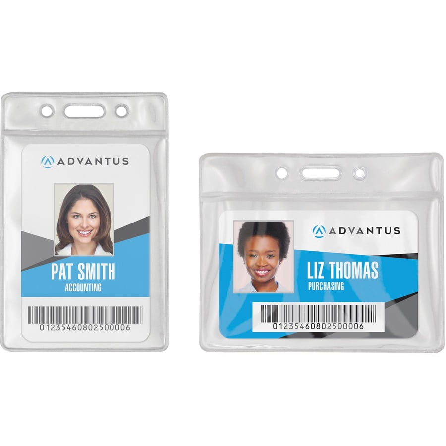 Advantus, AVT75683, Vinyl ID Badge Holders, 50 / Pack, Clear