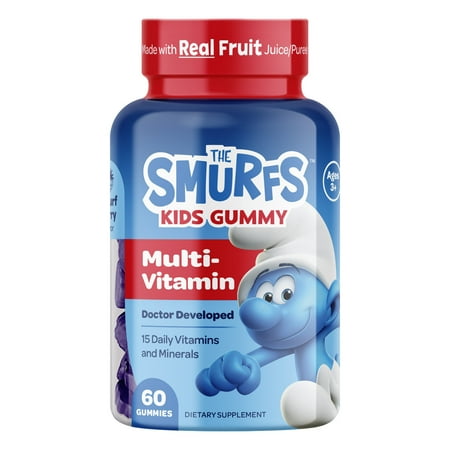 The Smurfs Kids Multivitamin Gummies | Growth & Development Unisex Gummies | Non-GMO Formula | 60 Ct