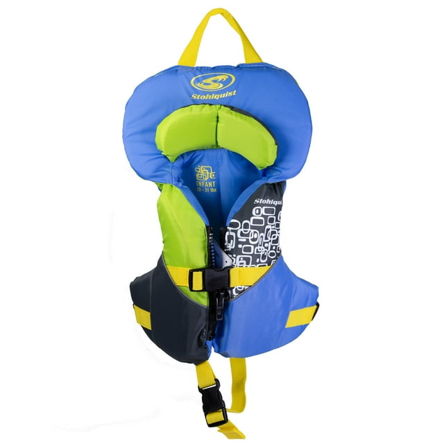 Stohlquist Infant Life Vest, USCG and Transport Canada Approved Life Jacket for 20-30 lbs - Blue/Green
