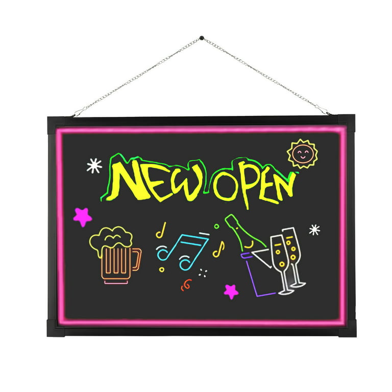 LED Message Writing Board Erasable Neon Effect Menu Sign Board Wall 18  Colors 