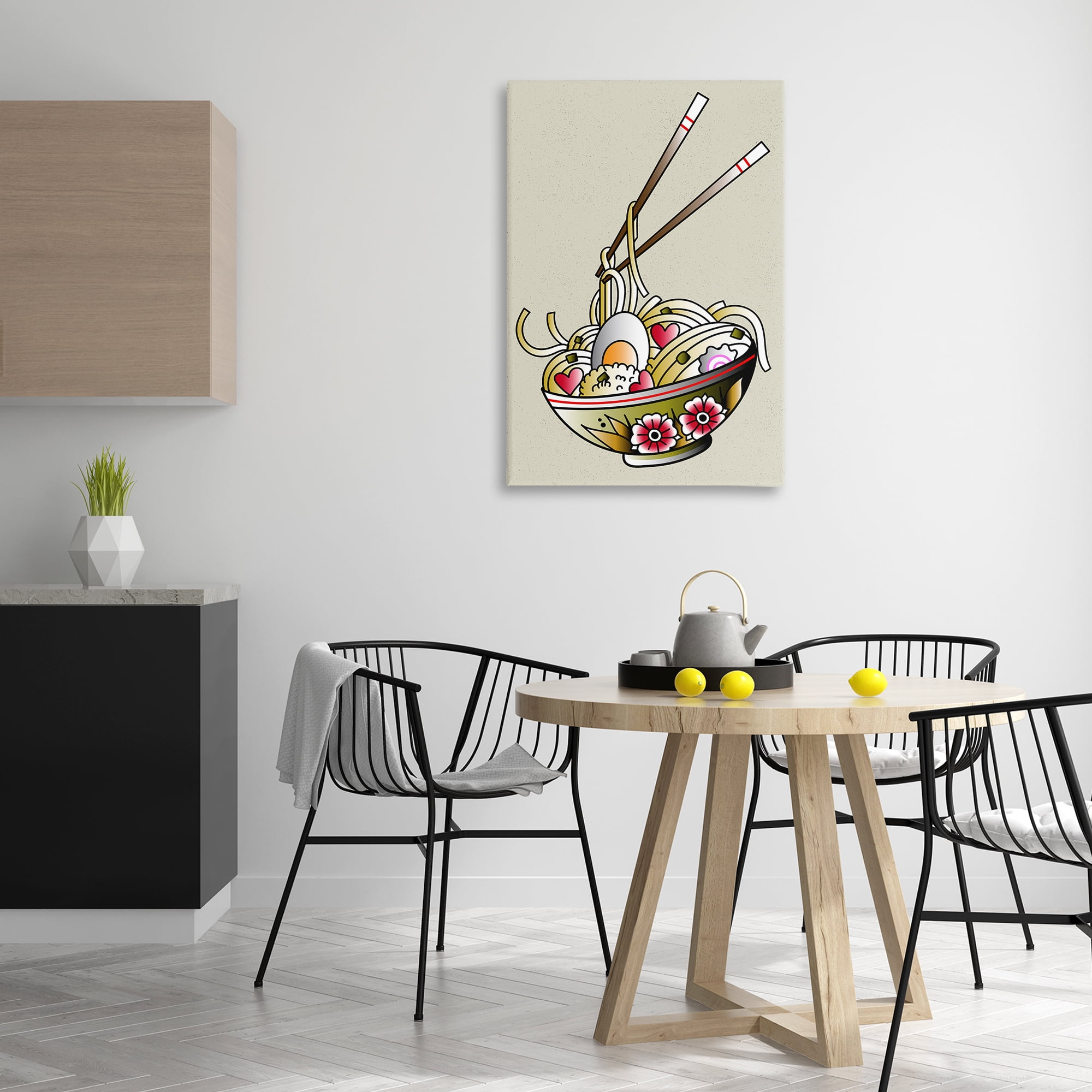Stupell Industries Tattoo Style Ramen Bowl Food & Beverage Painting Wrapped Canvas Art Print Wall Art, 24 x 36