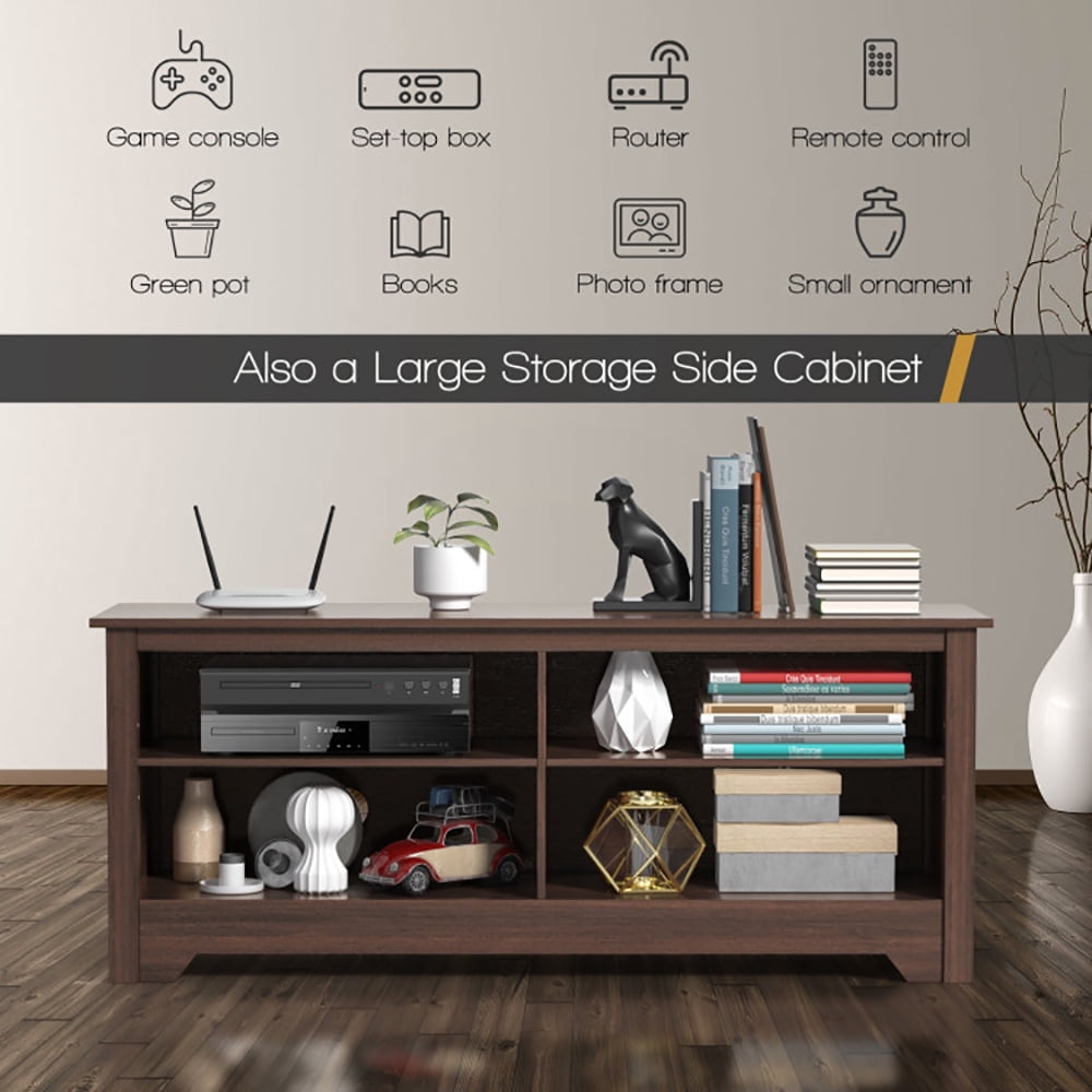 Finihen TV Stand, TV Cabinet, 58 Inch Wooden Entertainment Media Center TV Stand, Media Entertainment Center with Storage, for Living Room, Bedroom, Espresso