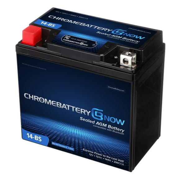 Chrome Battery Now Ytx14-bs (14-bs 12volt, 12ah) iGel AGM Atv Battery for Honda 300cc Trx300fw Fourtrax 4x4 Years (1988 - 2000)