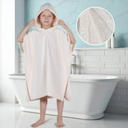 Superior Lyron Kids Cotton Terry Medium Weight Hooded Poncho Bath Towel, Small/Medium, Ivory