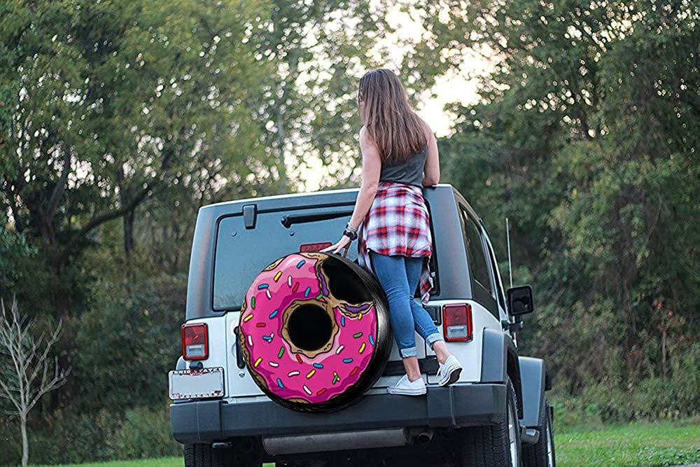Donut Spare Wheel Tire Cover Weatherproof Tire Protectors for Jeep Trailer  RV SUV Truck and Many Vehicles (14” 15” 16” 17”) (Donut 16'' for Diameter  29''-31'')