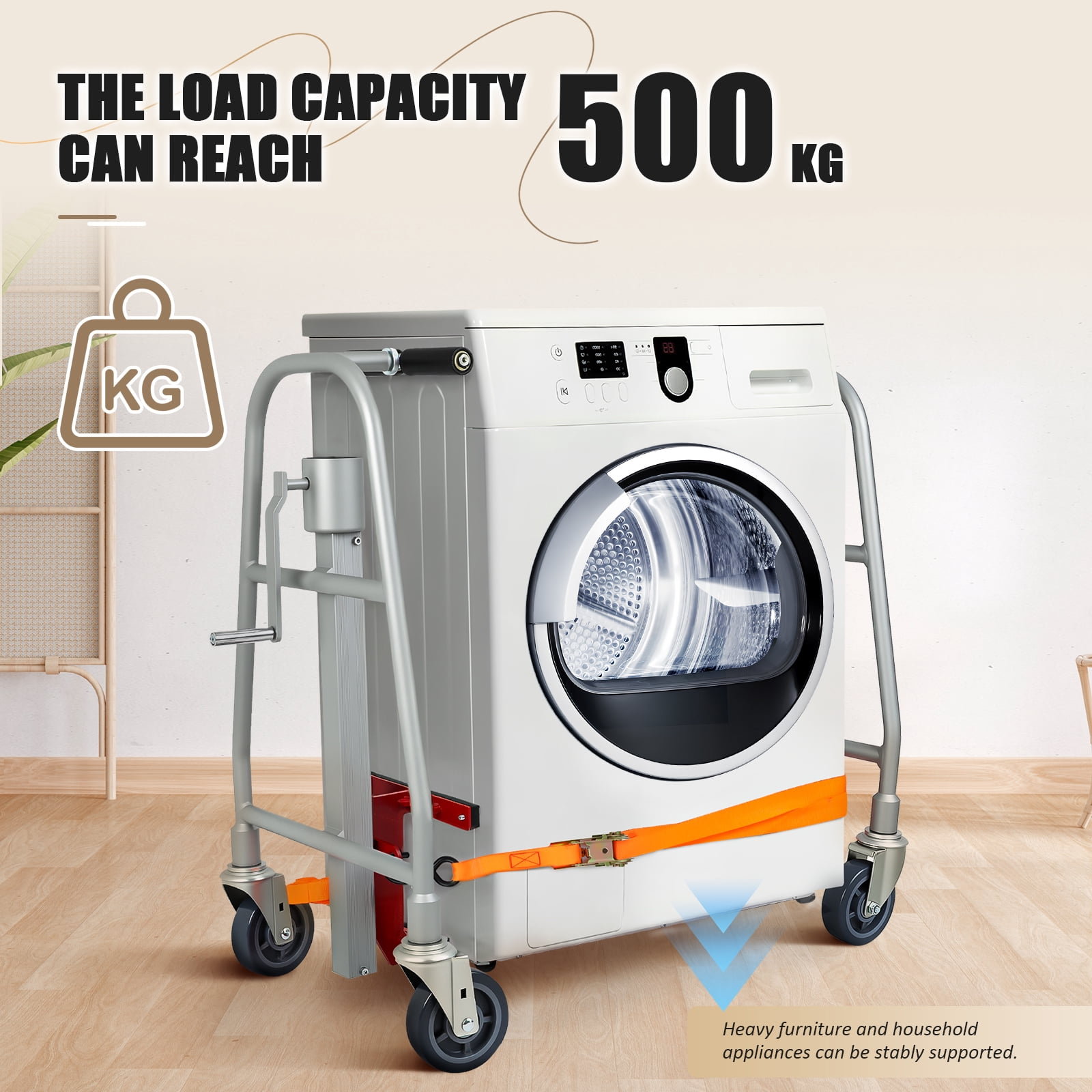 LEDMOMO Heavy Duty Furniture Dolly with Aluminum Frame for Hotel Moving and Lifting