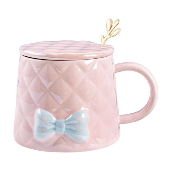 Coquette Bow Coffee Mug - 12oz Ceramic Tea Cup with Embossed Bowknot, Cute Drinkware for Milk, Coffee & Hot Chocolate