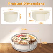 Divided Serving Tray with Lid and Handle 360° Rotatable Snack Container with 6 Dividers Clear Portable Snack Platters for Serving Perfect for Party Picnic S