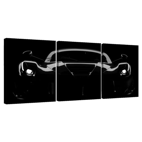 Elephant Stock Silhouetted Black Car Wall Art - Horizontal Multi Panel Canvas - Living Room Wall Decor - Transportation Multi Panel - Black And Gray Decor - 26" x 12"