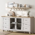 thumbnail image 2 of Wampat Sideboard Buffet Cabinet with Glass Door, Kitchen Storage Cabinet, White, 2 of 9