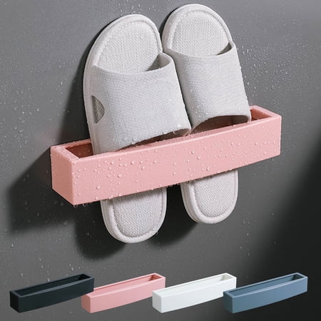 Pink Bathroom Slipper Rack No-Drill Wall Mounted Storage Holder for Professional Sanitary Maintenance Management and Household Toilet Organization Utility Accessory Design Single Piece