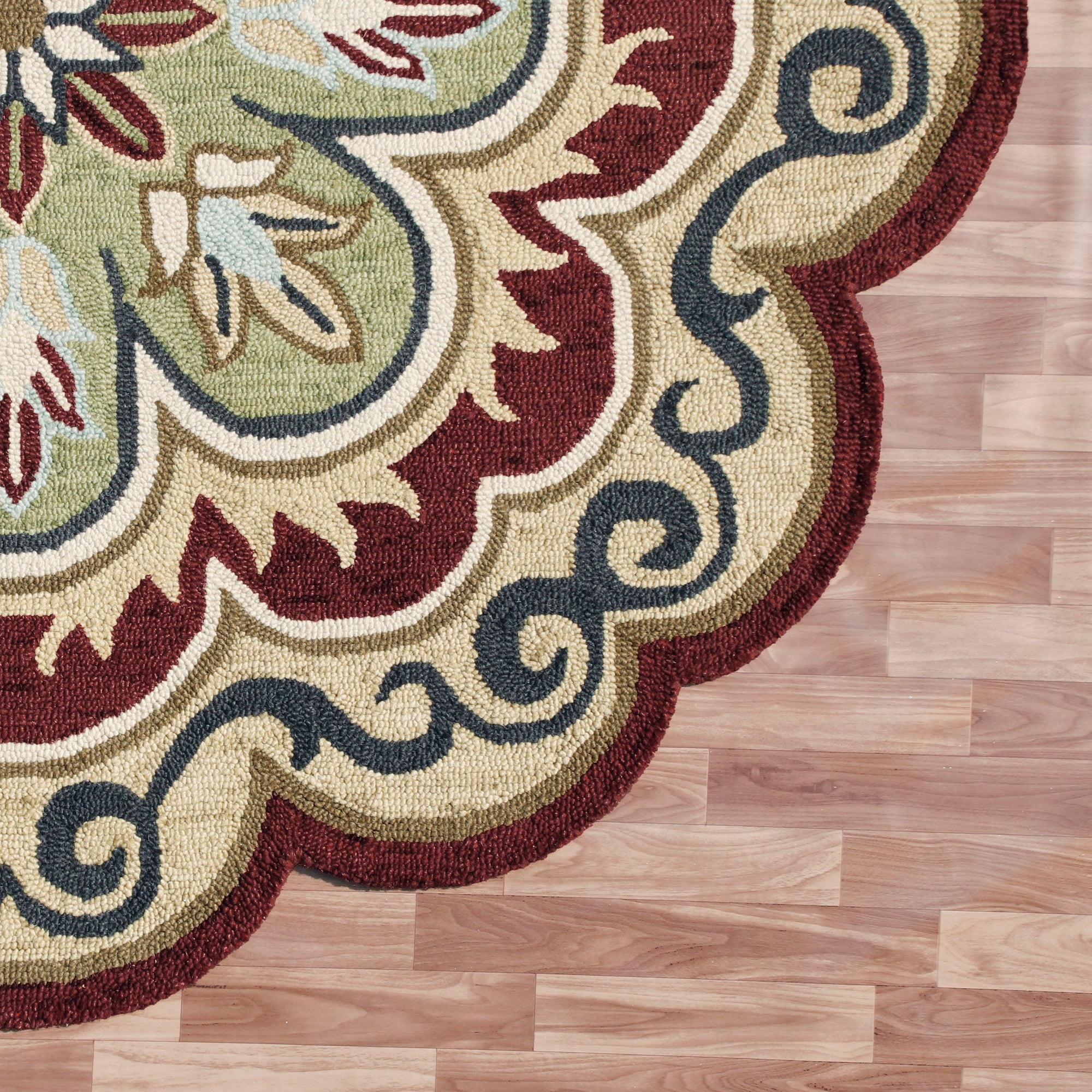 Ox Bay Elena 4' Round Rust/Gold Floral Medallion Indoor Area Rug