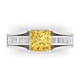 thumbnail image 2 of Clara Pucci 18K White Gold Princess Cut 1.5Ct Natural Citrine Engagement Ring + Matching Band - Luxury Box Included, 2 of 7