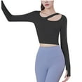 thumbnail image 4 of Jalioing Women's Yoga Crop Top Long Sleeve Workout Bottom Shirt with Built in Bra Trendy Sportwear Undershirt, 4 of 4