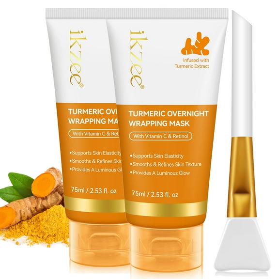 Turmeric Overnight Wrapping Mask for Face, 2 Pack Collagen Sleeping Facial Mask Peel Off, for Dull and Dry Skin