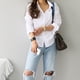 thumbnail image 5 of Blusa De algodón camisa blanca moda Mujer Blusas Mujer De Moda OL estilo Tops Casual señoras camisas y Blusas De manga larga 3496, 5 of 5