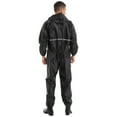 thumbnail image 3 of Sxiwei Mens Hooded Raincoat Waterproof Coveralls Professional Outdoor Utility Workwear One Piece Black 185/3XL, 3 of 6