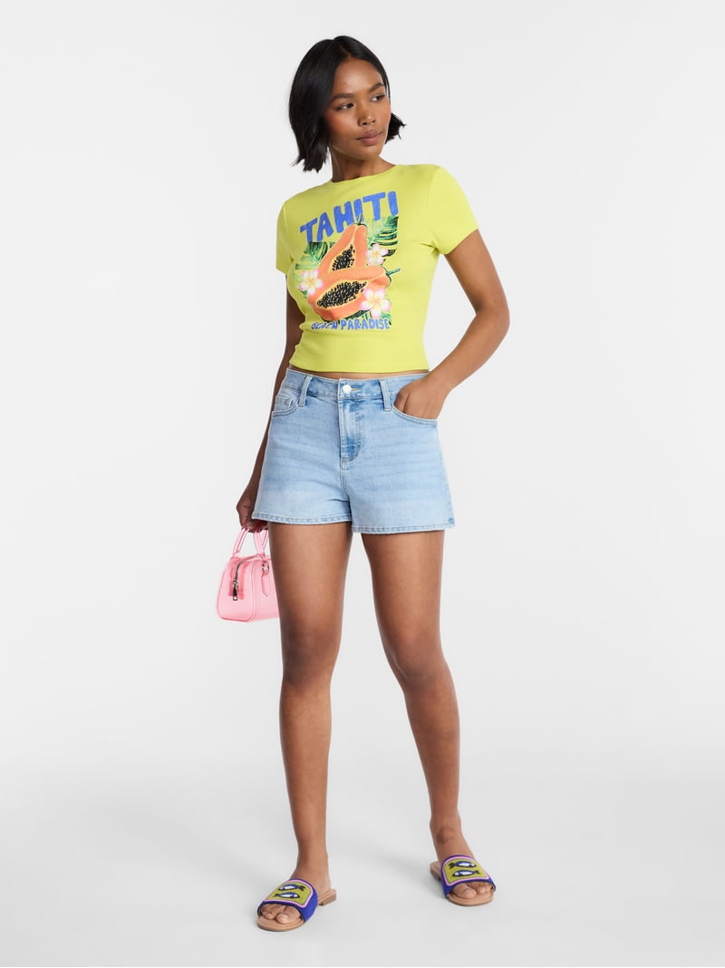 No Boundaries Denim Mom Shorts, 2.25