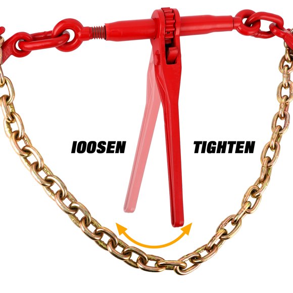 Ourlova 3/8"-1/2" Chain Binders Sets of 2, 3/8"×10Ft Chains, Grade 70 Binders and Chains, Load Transport Binder Chain with Grappling Hook, for Industrial, Agricultural, Logging