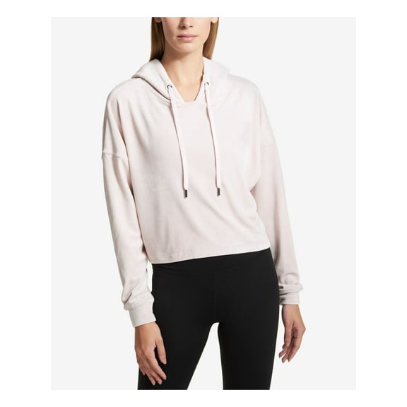 DKNY SPORT Womens Pink Short Length Hooded Long Sleeve Hooded Sweater L