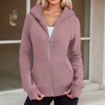 thumbnail image 2 of Womens Zip Up Hoodies Fleece Soft Y2k Solid Color Long Sleeve Thumb Hole Jackets with Pockets Fall Winter Comfy Warm Tops, 2 of 6