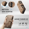 thumbnail image 3 of ShellTech For Samsung Galaxy Z Fold 7 PU Leather Wallet Case with Card Holder Kickstand Magnetic Zipper Pocket Lanyard Strap Wristlet,Leather Flip Case Shockproof Protective Cover,Brown, 3 of 8