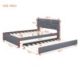 thumbnail image 3 of DreamBuck Queen Size Upholstered Platform Bed with Trundle, Linen Fabric Platform Bed Frame with Brick Pattern Headboard, Queen Bed Frame for Adults, Teens, No Box Spring Needed, Noise Free, Gray, 3 of 9