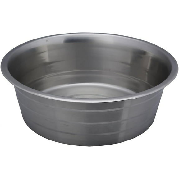 INDIPETS Standard Feeding Dishes with Laser Etched Silver Stripe: Pet Water and Food Bowl | 5 Quart, Stainless Steel (PN: 800228)