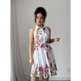 thumbnail image 5 of EASYBRAUS Women Halter Neck Summer Floral Dress Sleeveless Pleated Vacation Dress, 5 of 7